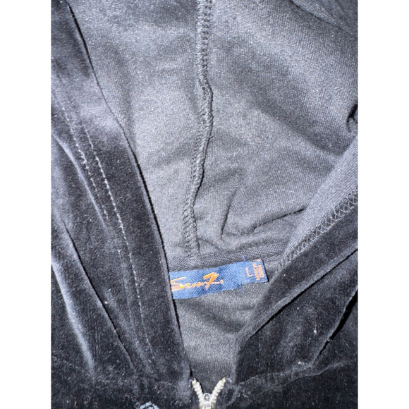Women's Seven7 Black Velour Full-Zip Hoodie Size L. See video - Picture 3 of 9